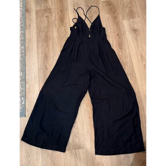 Free People Emma Jumpsuit Women’s Size L Black Linen Blend Woven Revolve Shopbop - Picture 4 of 16